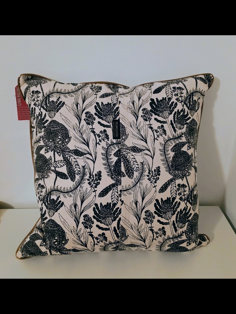 Decorative Black & White Botanical Throw Pillow by Mongoose